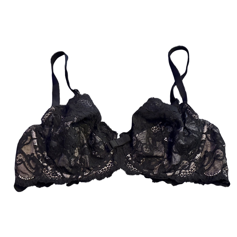 Victoria's Secret Very Sexy Black Lace Unlined Balconette Underwire Bra 36C